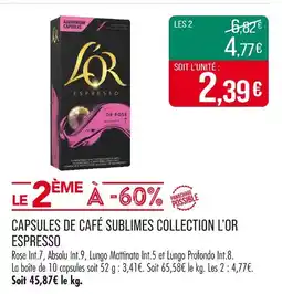 Match L'Or Capsules de café sublimes Collection Espresso offre