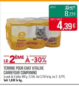 Match Carrefour Companino Terrine pour chat vitalive offre
