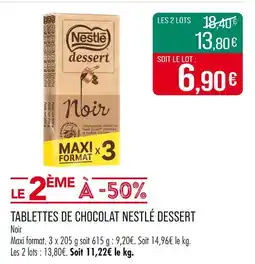 Match Nestlé dessert Tablettes de chocolat offre