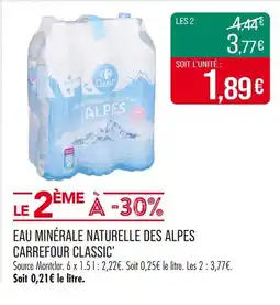 Match Carrefour Classic' Eau minérale naturelle des Alpes offre