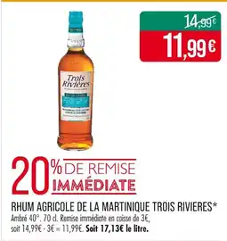 Match Trois Rivières Rhum agricole de la Martinique offre