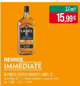 Match Label 5 Blended scotch whisky offre