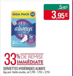 Match Always Serviettes hygiéniques offre