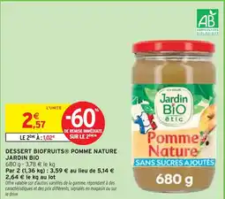 Intermarché Jardin Bio DESSERT BIOFRUITS POMME NATURE offre