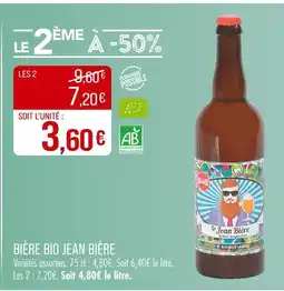 Match JEAN BIÈRE Bière bio Jean Bière offre
