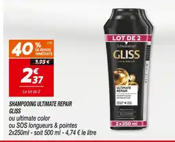 Netto Schwarzkopf Shampooing ultimate repair Gliss offre