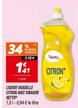 Netto Netto Liquide vaisselle citron avec vinaigre(b) offre