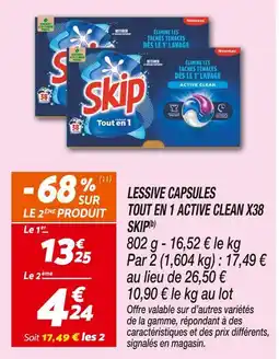 Netto Skip Lessive Capsules Tout en 1 Active Clean X38(b) offre