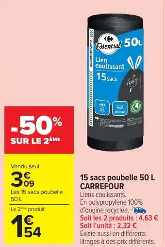 Carrefour Market 15 sacs poubelle carrefour offre