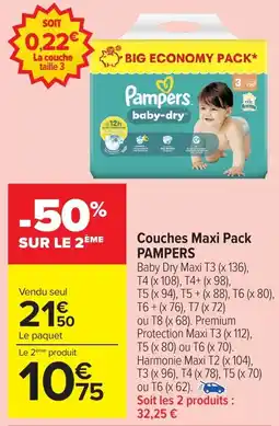 Carrefour Market Couches maxi pack pampers offre