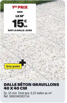 Brico Dépôt Dalle béton gravillons 40 x 40 cm offre