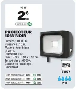 Brico Dépôt Projecteur 10 w noir offre