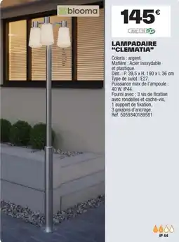 Brico Dépôt BLOOMA Lampadaire "clematia❞ offre