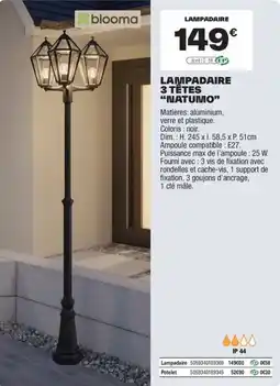 Brico Dépôt BLOOMA Lampadaire 3 têtes "natumo" offre