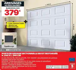 Brico Dépôt Porte de garage sectionnelle en kit motorisée h. 200 xl. 240 cm offre