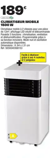 Brico Dépôt BODNER Climatiseur mobile 1500 w offre