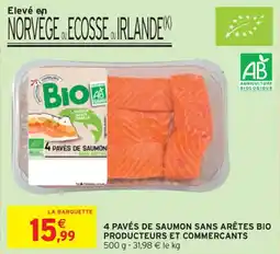 Intermarché Contact 4 pavés de saumon sans arêtes bio producteurs et commercants offre