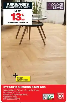 Brico Dépôt COOKE LEWIS Stratifie chevron 8 mm ac5 offre