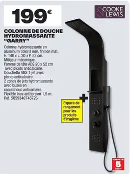 Brico Dépôt COOKE& LEWIS Colonne de douche hydromassante "garry" offre