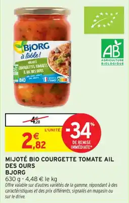 Intermarché Contact Mijoté bio courgette tomate ail des ours bjorg offre