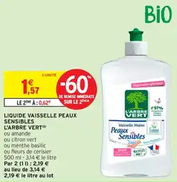 Intermarché Contact Liquide vaisselle peaux sensibles l'arbre vert offre