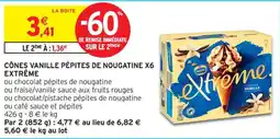 Intermarché Contact Cônes vanille pépites de nougatine x6 extrême offre