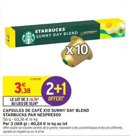 Intermarché Contact Capsules de café x10 sunny day blend starbucks par nespresso offre