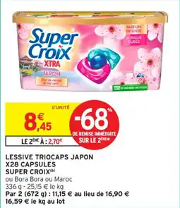Intermarché Contact Lessive triocaps japon x28 capsules super croix offre