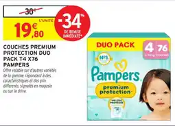 Intermarché Contact Couches premium protection duo pack t4 x76 pampers offre