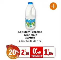 Coccimarket Lait demi-écrémé grandlait candia offre