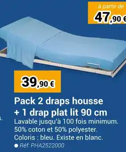 Technicien de Santé Pack 2 draps housse + 1 drap plat lit 90 cm offre
