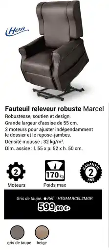 Technicien de Santé Hexa Fauteuil releveur robuste Marcel offre