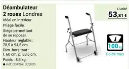 Technicien de Santé Déambulateur 2 roues Londres offre