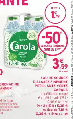 Intermarché Contact Eau de source d'alsace finement pétillante verte carola offre