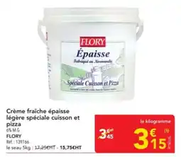 METRO FLORY Crème fraîche épaisse légère spéciale cuisson et pizza offre