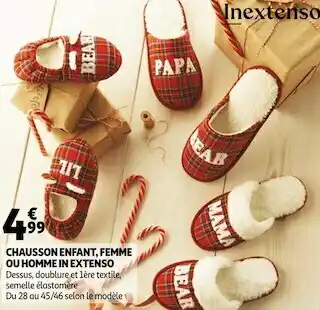 Auchan In extenso chausson enfant, femme ou homme offre