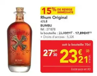 METRO BUMBU Rhum Original offre