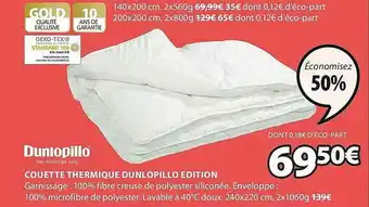 JYSK Couette Thermique Dunlopillo édition offre