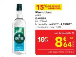 METRO ISAUTIER Rhum blanc 40% offre