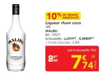 METRO MALIBU Liqueur rhum coco offre