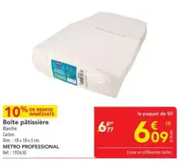 METRO Boîte pâtissière metro professional offre