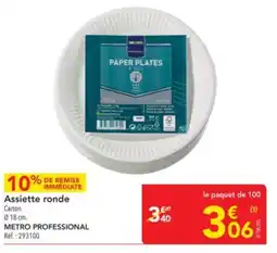 METRO Assiette ronde metro professional offre