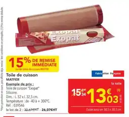 METRO Toile de cuisson matfer offre