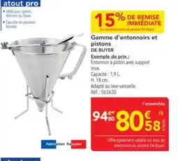 METRO Gamme d'entonnoirs et pistons de buyer offre