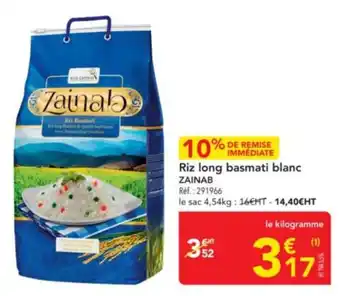 METRO ZAINAB Riz long basmati blanc offre
