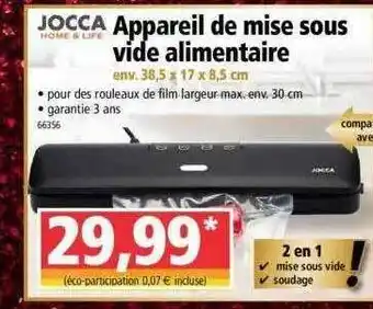 Jocca Appareil De Mise Sous Vide Alimentaire
