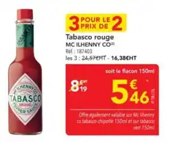 METRO MC ILHENNY CO Tabasco rouge offre
