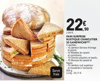 E.Leclerc Pain surprise rustique charcutier 50 sandwichs offre