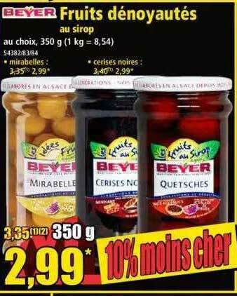 Norma Beyer Fruits Dénoyautés Au Sirop offre