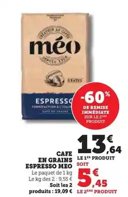 Hyper U Meo - café en grains espresso offre